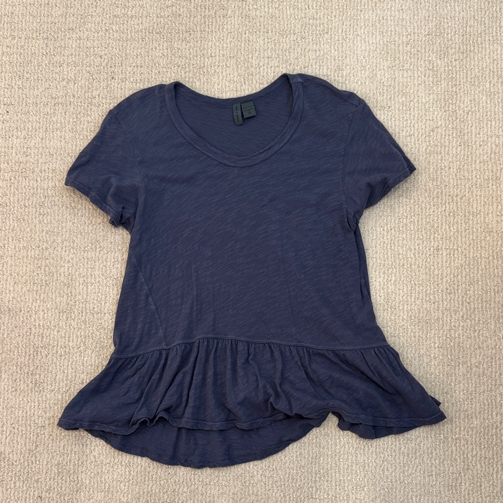 Women's Navy Short Sleeve Peplum Tee Size XS